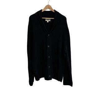 Autograph Men's 2X Navy Basketweave Classic Relaxed Cotton Blend Cardigan Preppy